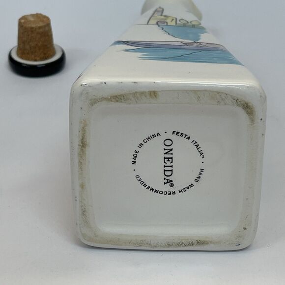 Oneida Fiest Italia Oil Container Cruet Rome Village River with Cap 9" Tall - Picture 14 of 14